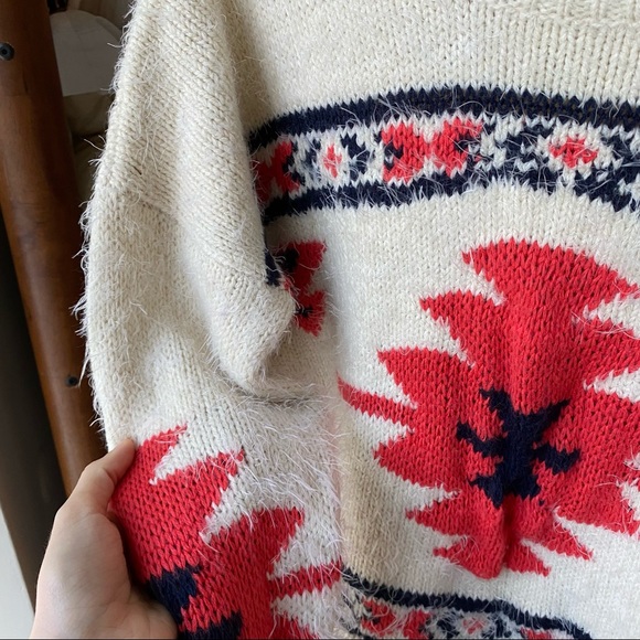 Anthropologie Fuzzy Tribal Print Sweater, Size Small - Picture 3 of 4